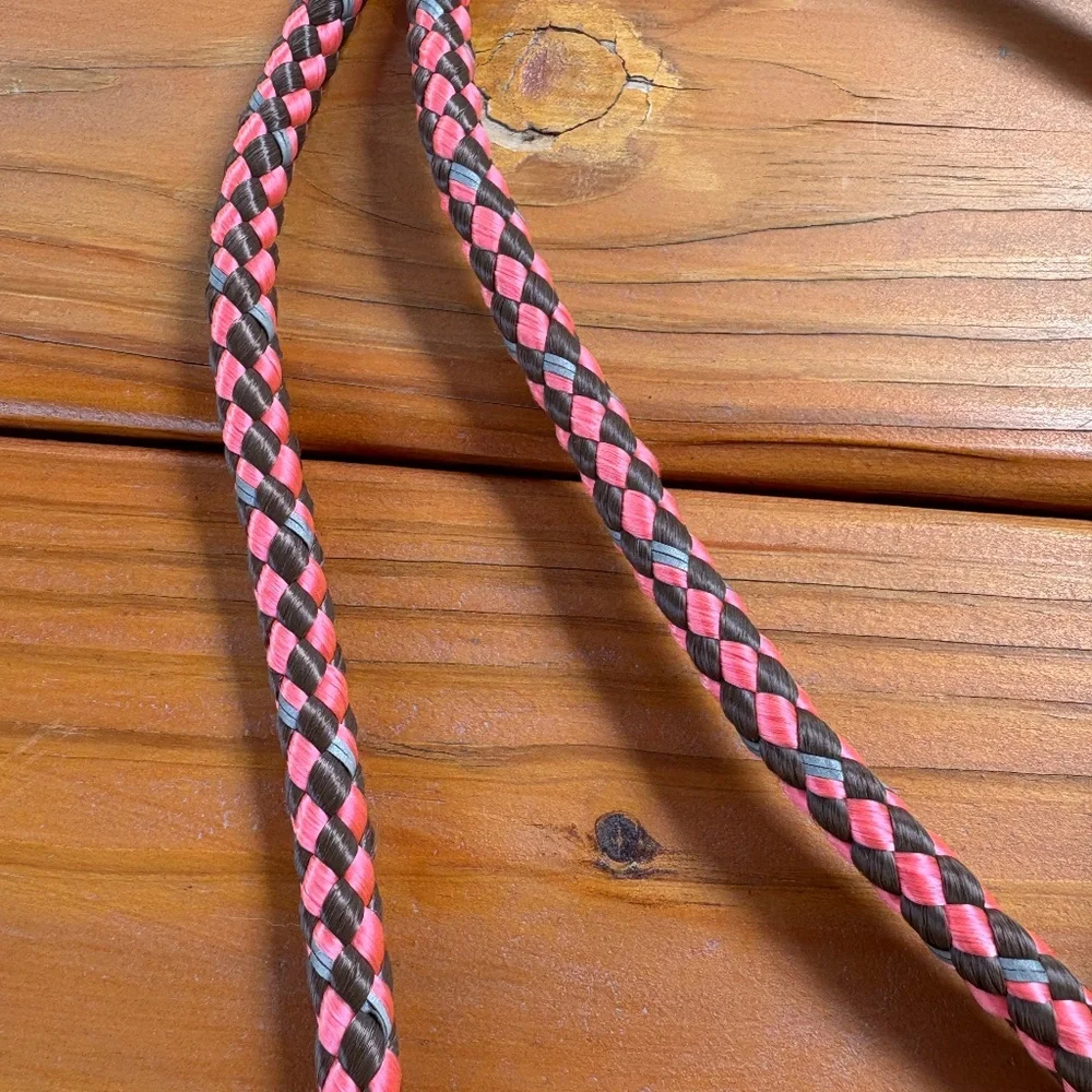 Dog Leash Braided Nylon with Leather Pink, Gray and Red